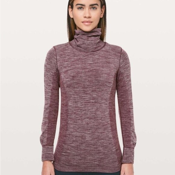 lululemon athletica Tops - Lululemon Woolly Wonder long Sleeves Lightweight Turtleneck Dark Adobe / White 6
